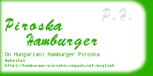 piroska hamburger business card